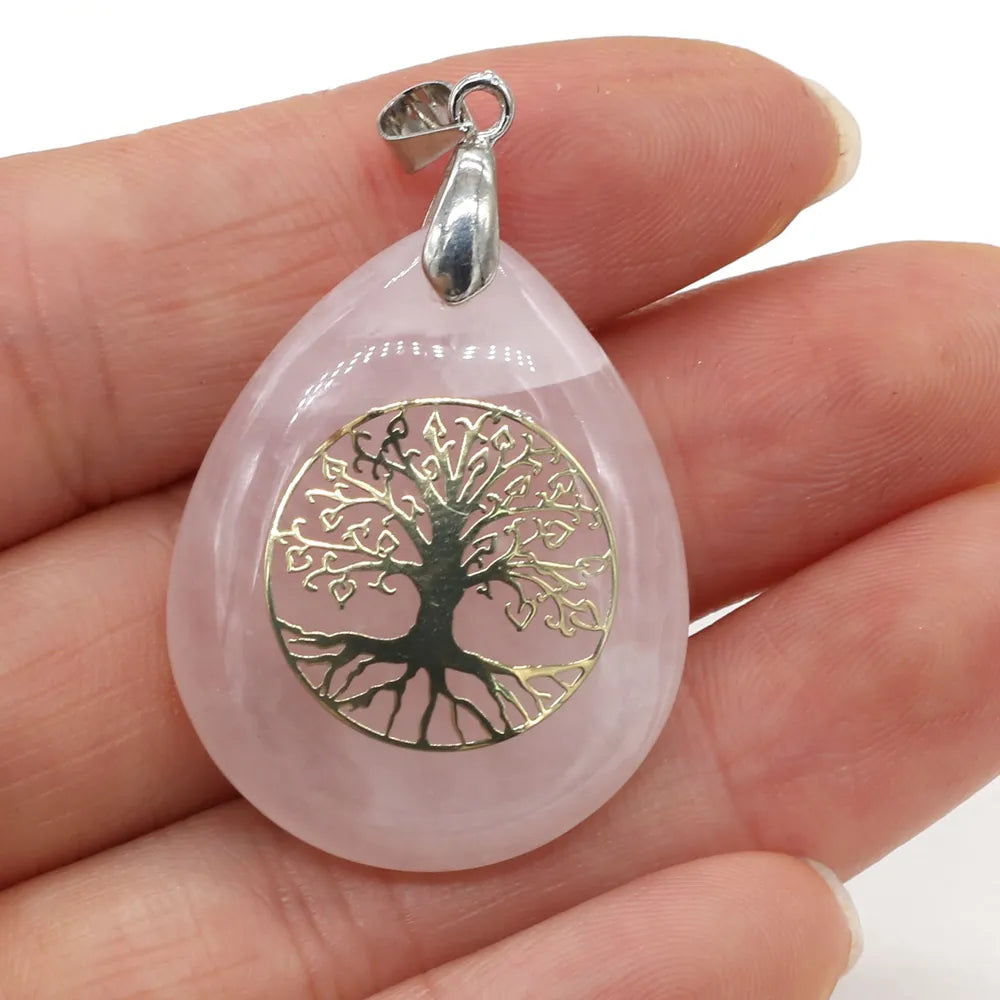 Natural Stone Ball Tree of Life Pendant