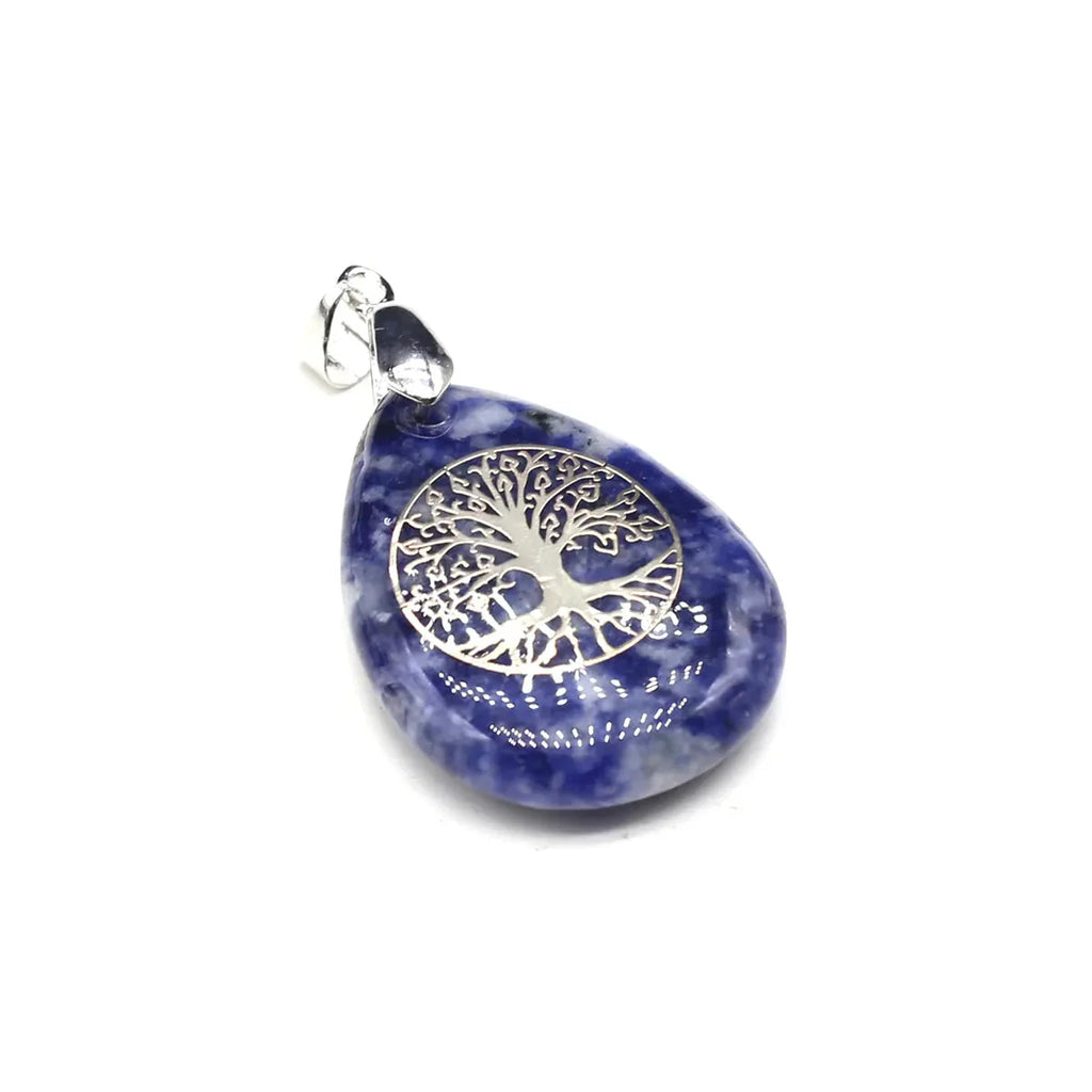 Natural Stone Ball Tree of Life Pendant