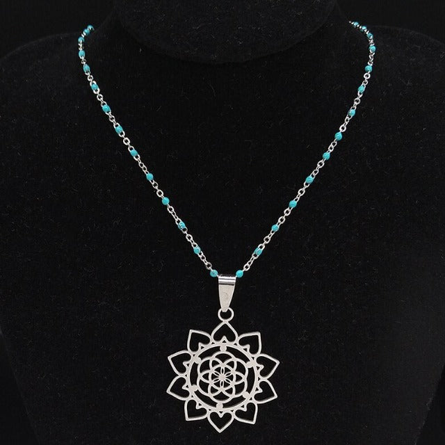 Life Flower Pendant Silver & Gold silver