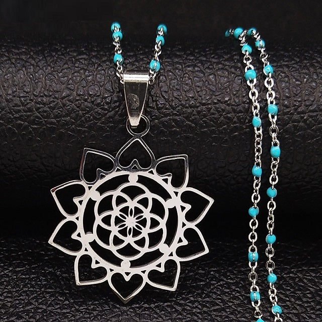 Life Flower Pendant Silver & Gold silver