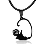 Silver Cat Pendant for Couples