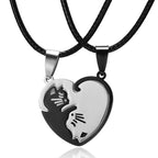 Silver Cat Pendant for Couples