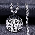 Life Flower Pendant Beaded Necklace Mandala for Men and Women Dawapara Silver