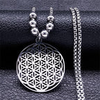 Life Flower Pendant Beaded Necklace Mandala for Men and Women Dawapara Silver