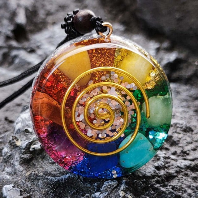 Orgonite Stone Pendant 7 Chakras & Men and Women Necklace