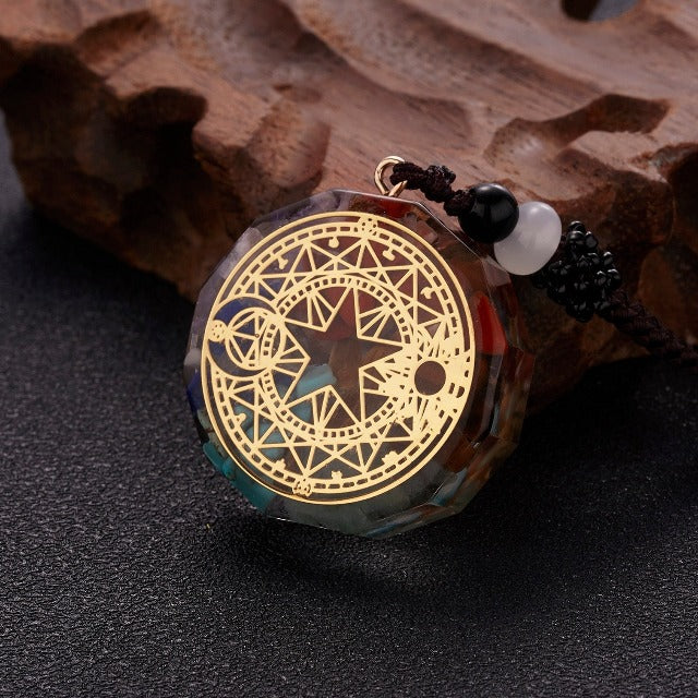 Orgonite Stone Pendant & Men’s/Women’s Necklace Protection & Meditation star
