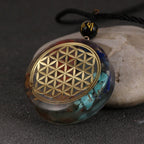 Orgonite Stone Pendant & Necklace for Men and Women Protection Meditation Flower of Life Mandala