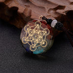 Orgonite Stone Pendant & Men’s/Women’s Necklace Protection & Meditation metatron