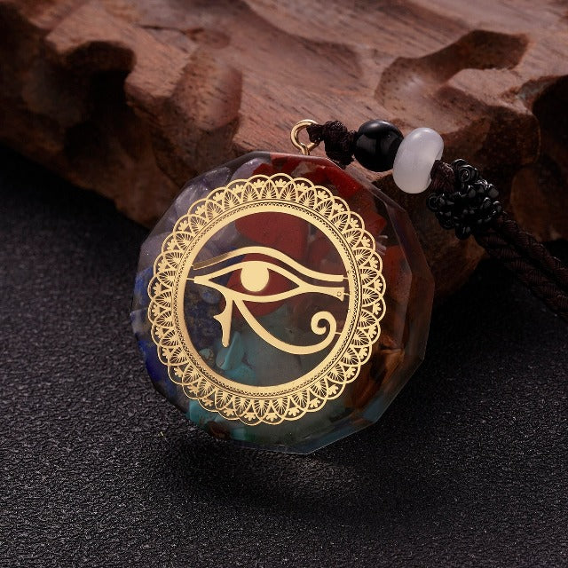 Orgonite Stone Pendant & Men’s/Women’s Necklace Protection & Meditation Eye of Horus 