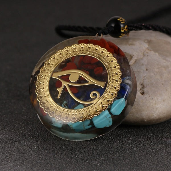 Orgonite Stone Pendant & Necklace for Men and Women Protection Meditation Eye of Horus