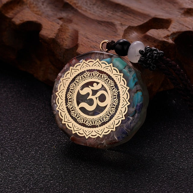 Orgonite Stone Pendant & Men’s/Women’s Necklace Protection & Meditation om
