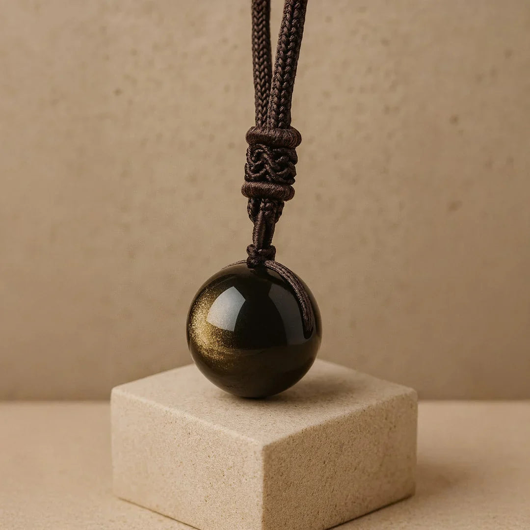 Sphere Pendant in Golden Obsidian Energy Shield