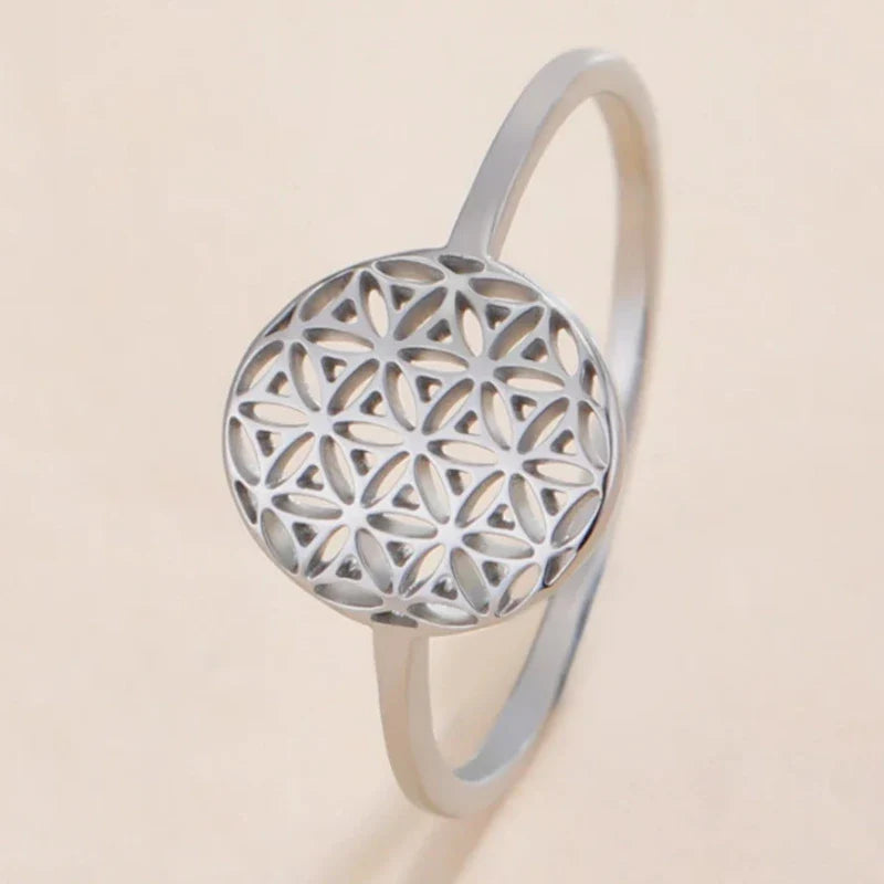 Small Life Flower Ring for Women in silver