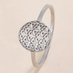 Small Life Flower Ring for Women in silver