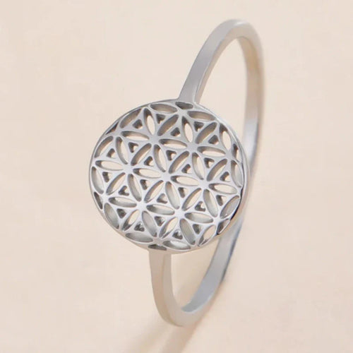 Small Life Flower Ring for Women in silver