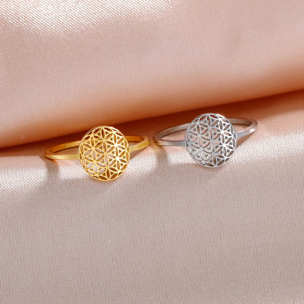 Small Life Flower Ring for Women in silver