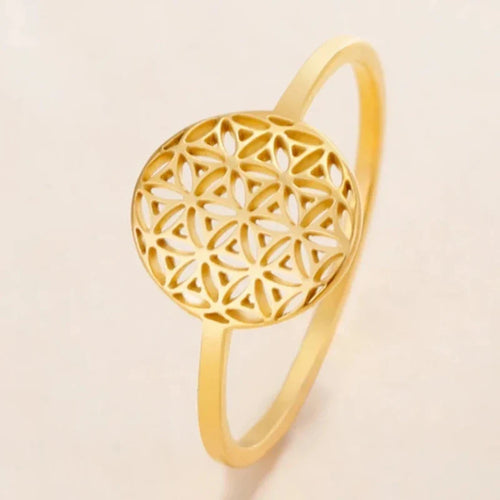 Small Life Flower Ring for Women in gold