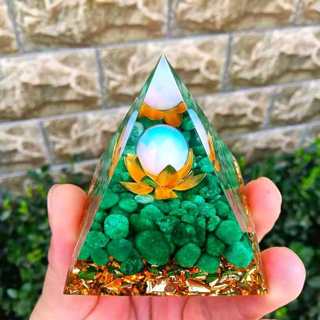 Orgonite Pyramid Protection & Meditation lotus flower