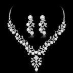 Wedding Necklace and Earrings Set with Pearls Jewelry Set