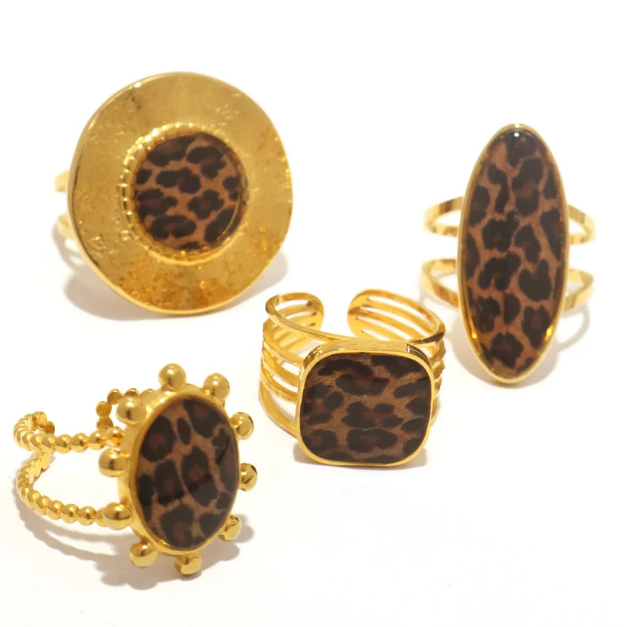 Ethnic-Style Leopard Ring Set