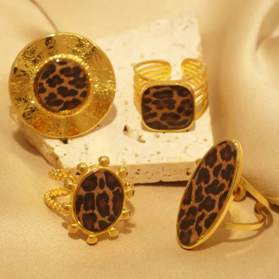 Ethnic-Style Leopard Ring Set
