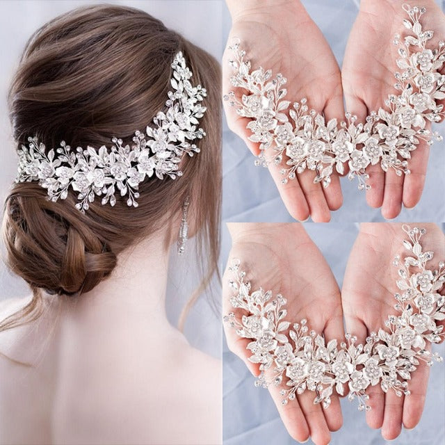 Flower Wedding Tiara for Women silver