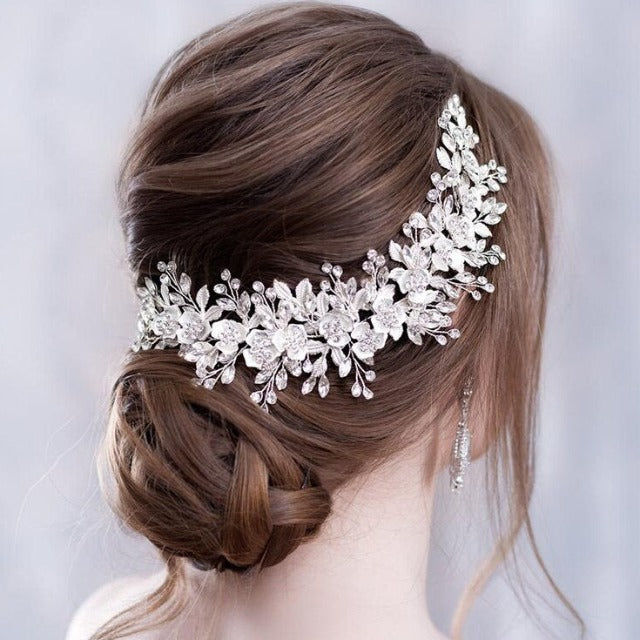 Flower Wedding Tiara for Women silver