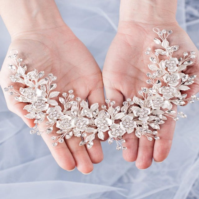 Flower Wedding Tiara for Women silver